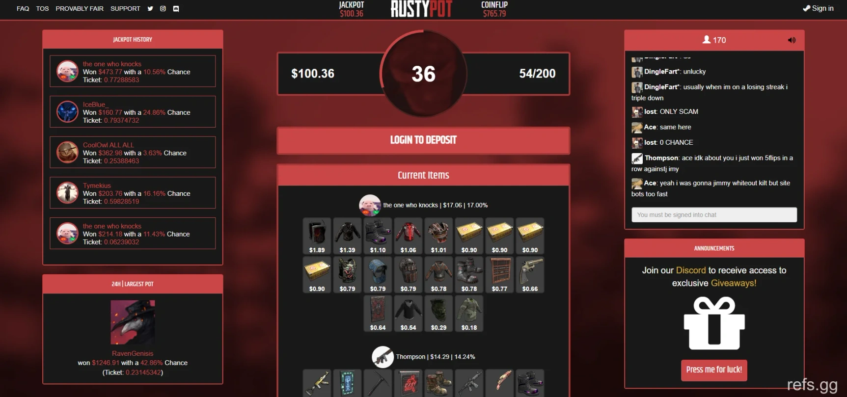 RustyPot Jackpot page on September 4, 2026.